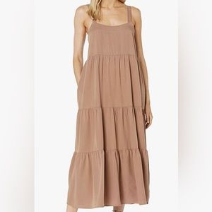 The drop women's Britt tiered maxi tent dress - brown